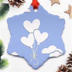 Clouds Sky Air Balloons Heart Blue Ornament (snowflake) by Nexatart