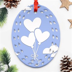 Clouds Sky Air Balloons Heart Blue Oval Filigree Ornament (two Sides) by Nexatart