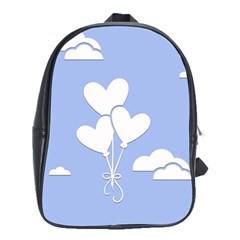 Clouds Sky Air Balloons Heart Blue School Bag (xl) by Nexatart