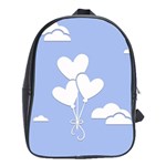 Clouds Sky Air Balloons Heart Blue School Bag (XL) Front