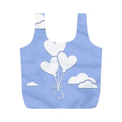 Clouds Sky Air Balloons Heart Blue Full Print Recycle Bags (m)  by Nexatart