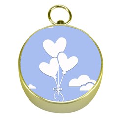 Clouds Sky Air Balloons Heart Blue Gold Compasses by Nexatart