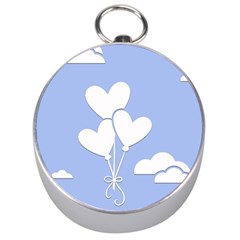 Clouds Sky Air Balloons Heart Blue Silver Compasses by Nexatart