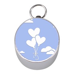 Clouds Sky Air Balloons Heart Blue Mini Silver Compasses by Nexatart