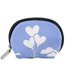 Clouds Sky Air Balloons Heart Blue Accessory Pouches (small)  by Nexatart