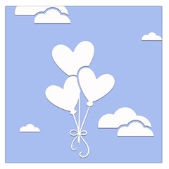 Clouds Sky Air Balloons Heart Blue Large Satin Scarf (square) by Nexatart