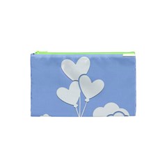 Clouds Sky Air Balloons Heart Blue Cosmetic Bag (xs) by Nexatart