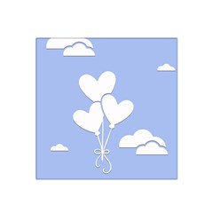 Clouds Sky Air Balloons Heart Blue Satin Bandana Scarf by Nexatart