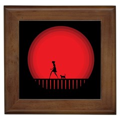 Girl Cat Scary Red Animal Pet Framed Tiles by Nexatart