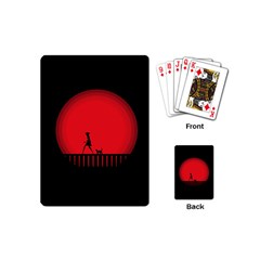 Girl Cat Scary Red Animal Pet Playing Cards (mini)  by Nexatart