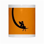 Angle Moon Scene Girl Wings Black White Mugs Center