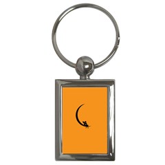 Angle Moon Scene Girl Wings Black Key Chains (rectangle)  by Nexatart