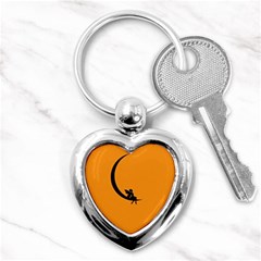 Angle Moon Scene Girl Wings Black Key Chains (heart)  by Nexatart