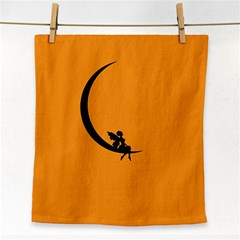 Angle Moon Scene Girl Wings Black Face Towel by Nexatart