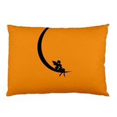 Angle Moon Scene Girl Wings Black Pillow Case by Nexatart