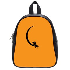 Angle Moon Scene Girl Wings Black School Bag (small) by Nexatart