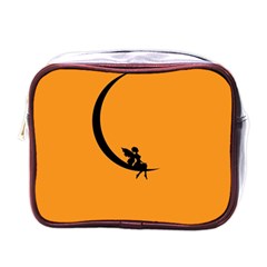 Angle Moon Scene Girl Wings Black Mini Toiletries Bags by Nexatart