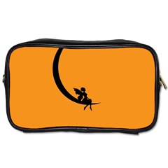 Angle Moon Scene Girl Wings Black Toiletries Bags by Nexatart