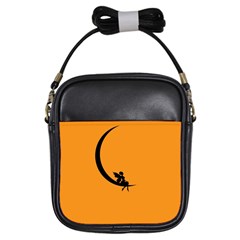 Angle Moon Scene Girl Wings Black Girls Sling Bags by Nexatart