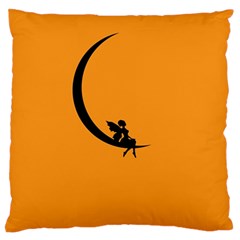 Angle Moon Scene Girl Wings Black Large Cushion Case (one Side) by Nexatart