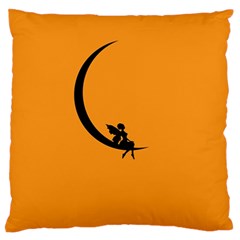 Angle Moon Scene Girl Wings Black Large Flano Cushion Case (one Side) by Nexatart