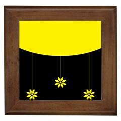 Flower Land Yellow Black Design Framed Tiles by Nexatart