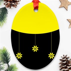 Flower Land Yellow Black Design Ornament (oval) by Nexatart