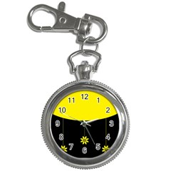 Flower Land Yellow Black Design Key Chain Watches by Nexatart