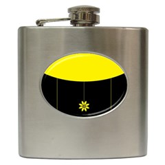 Flower Land Yellow Black Design Hip Flask (6 Oz)