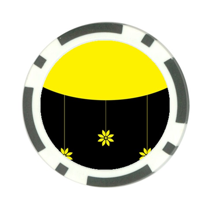 Flower Land Yellow Black Design Poker Chip Card Guard