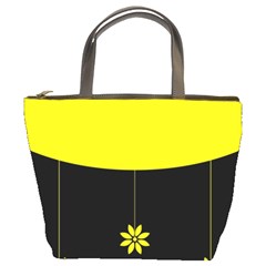 Flower Land Yellow Black Design Bucket Bags by Nexatart