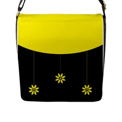 Flower Land Yellow Black Design Flap Messenger Bag (l)  by Nexatart