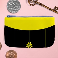 Flower Land Yellow Black Design Large Coin Purse by Nexatart