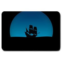 Ship Night Sailing Water Sea Sky Large Doormat  by Nexatart