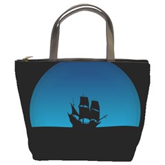 Ship Night Sailing Water Sea Sky Bucket Bags by Nexatart