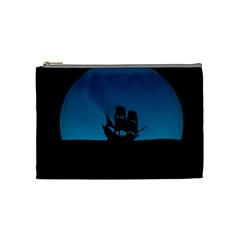 Ship Night Sailing Water Sea Sky Cosmetic Bag (medium)  by Nexatart