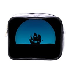 Ship Night Sailing Water Sea Sky Mini Toiletries Bags by Nexatart