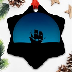 Ship Night Sailing Water Sea Sky Ornament (snowflake) by Nexatart