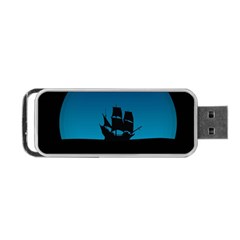 Ship Night Sailing Water Sea Sky Portable Usb Flash (one Side) by Nexatart