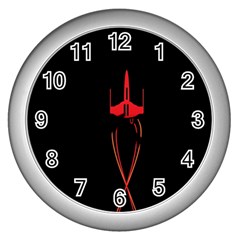 Ship Space Spaceship Wall Clocks (silver)  by Nexatart