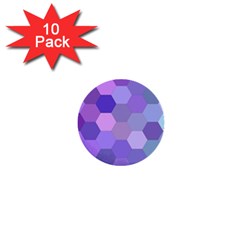 Purple Hexagon Background Cell 1  Mini Buttons (10 Pack)  by Nexatart