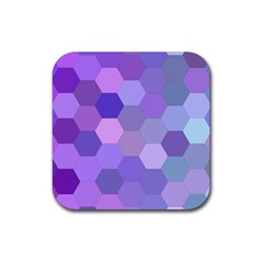 Purple Hexagon Background Cell Rubber Coaster (square)  by Nexatart