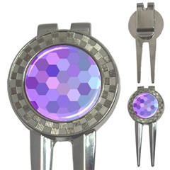 Purple Hexagon Background Cell 3-in-1 Golf Divots by Nexatart