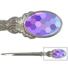 Purple Hexagon Background Cell Letter Openers by Nexatart