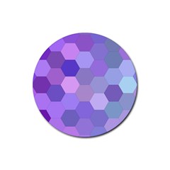 Purple Hexagon Background Cell Rubber Round Coaster (4 Pack)  by Nexatart