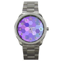 Purple Hexagon Background Cell Sport Metal Watch by Nexatart