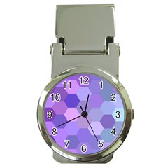 Purple Hexagon Background Cell Money Clip Watches by Nexatart