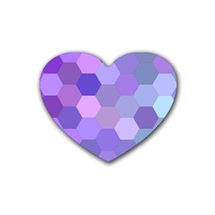 Purple Hexagon Background Cell Rubber Coaster (heart)  by Nexatart