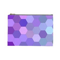 Purple Hexagon Background Cell Cosmetic Bag (large)  by Nexatart