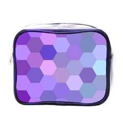 Purple Hexagon Background Cell Mini Toiletries Bags by Nexatart